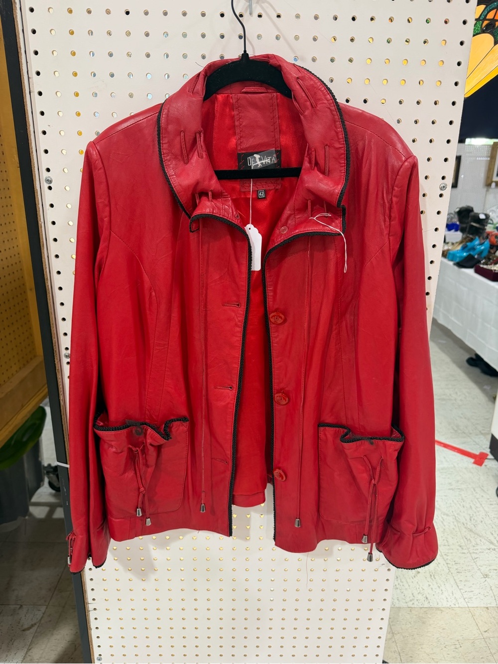 Vintage De Vita Red women's Leather Jacket Size 42 Made On Italy